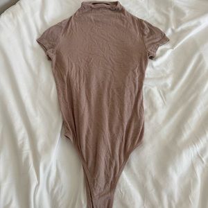 High Neck Beige Bodysuit